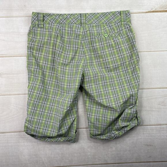 Lole Bermuda Shorts Womens 10 Green Plaid Roll Up Leg Stretch Water Resistant - Picture 8 of 11